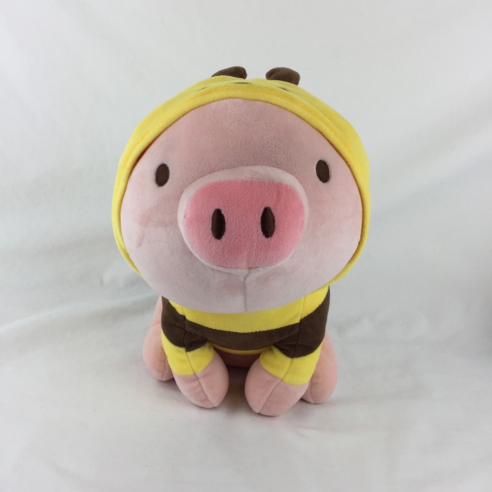 Miniso Sitting Piglet Kawaii Cute Pig Bumble Bee Costume 12" Plush Stuffed Toy - Picture 2 of 9
